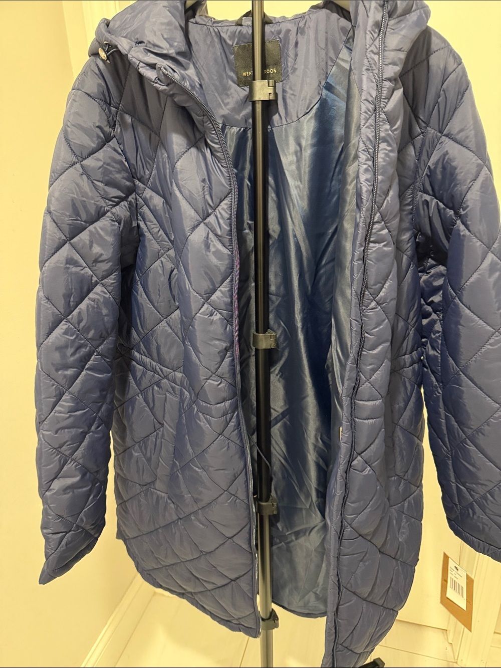 Weatherproof Navy Diamond-Quilt Hooded Puffer Coat - Picture 11 of 15